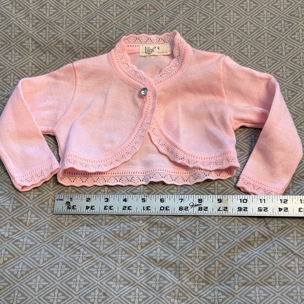 12 mos baby pink cardigan sweater nwot never worn